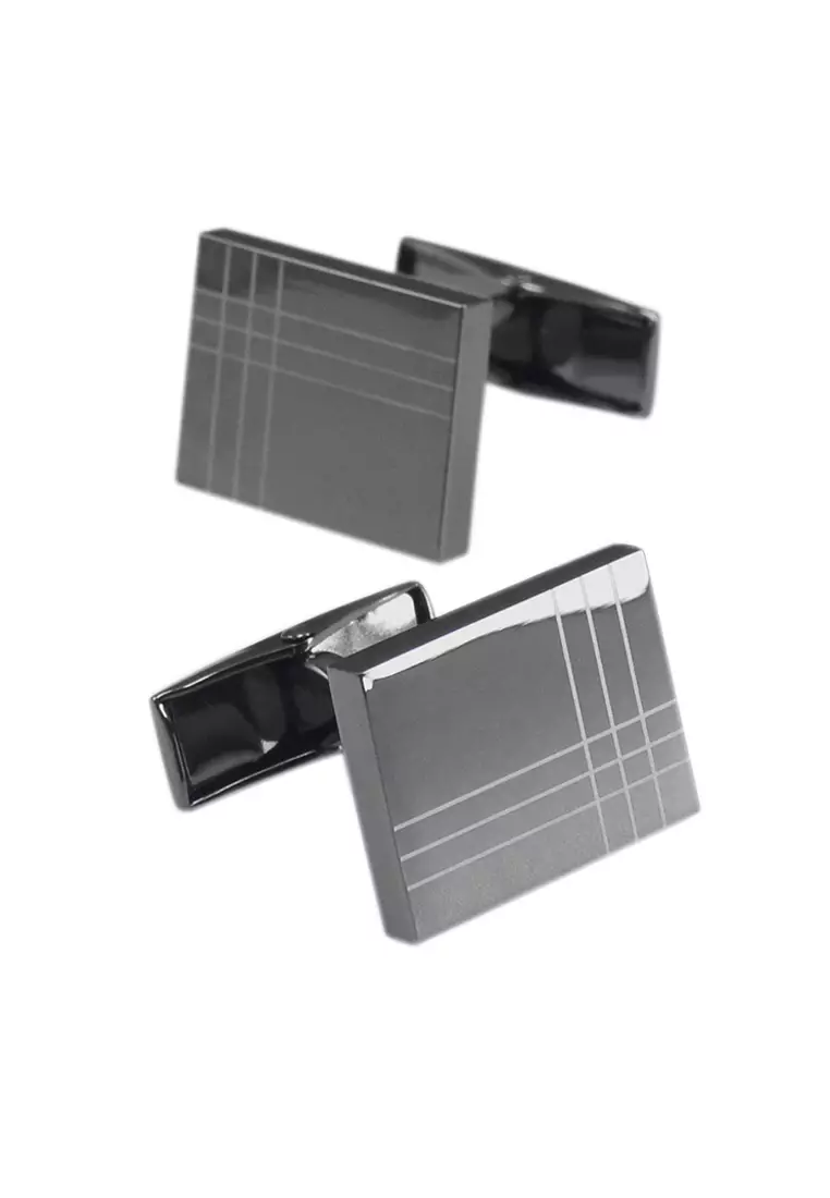 HAPPY FRIDAYS Rectangular Laser Stripe Cufflinks ZL-JSB109A