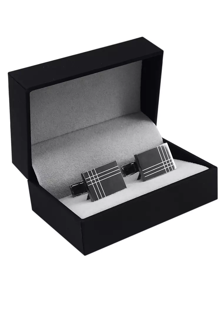 HAPPY FRIDAYS Rectangular Laser Stripe Cufflinks ZL-JSB109A