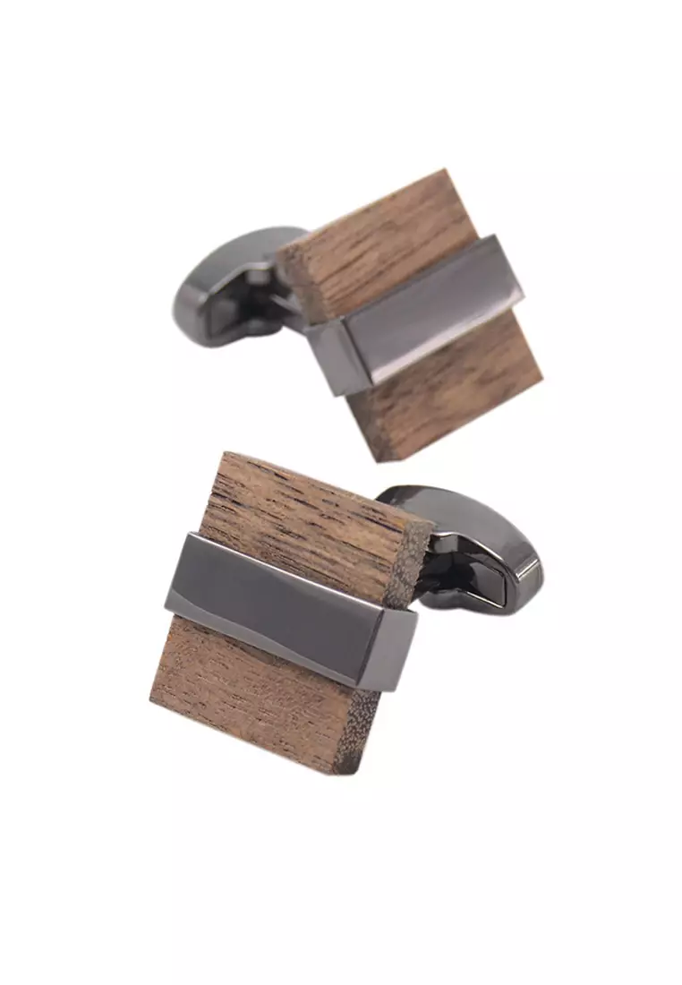 HAPPY FRIDAYS Square Wood Texture Cufflinks ZL-JSB092A