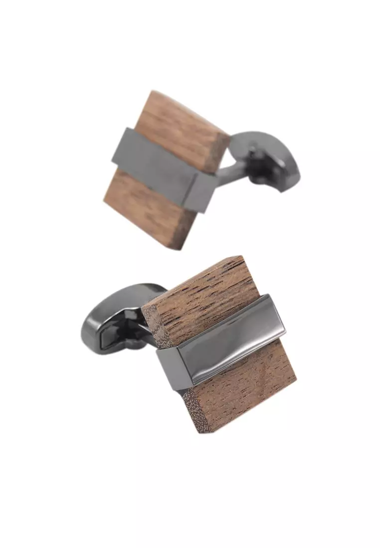 HAPPY FRIDAYS Square Wood Texture Cufflinks ZL-JSB092A