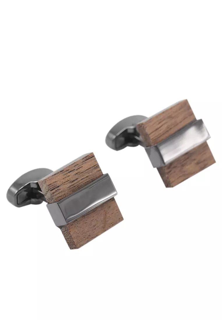 HAPPY FRIDAYS Square Wood Texture Cufflinks ZL-JSB092A