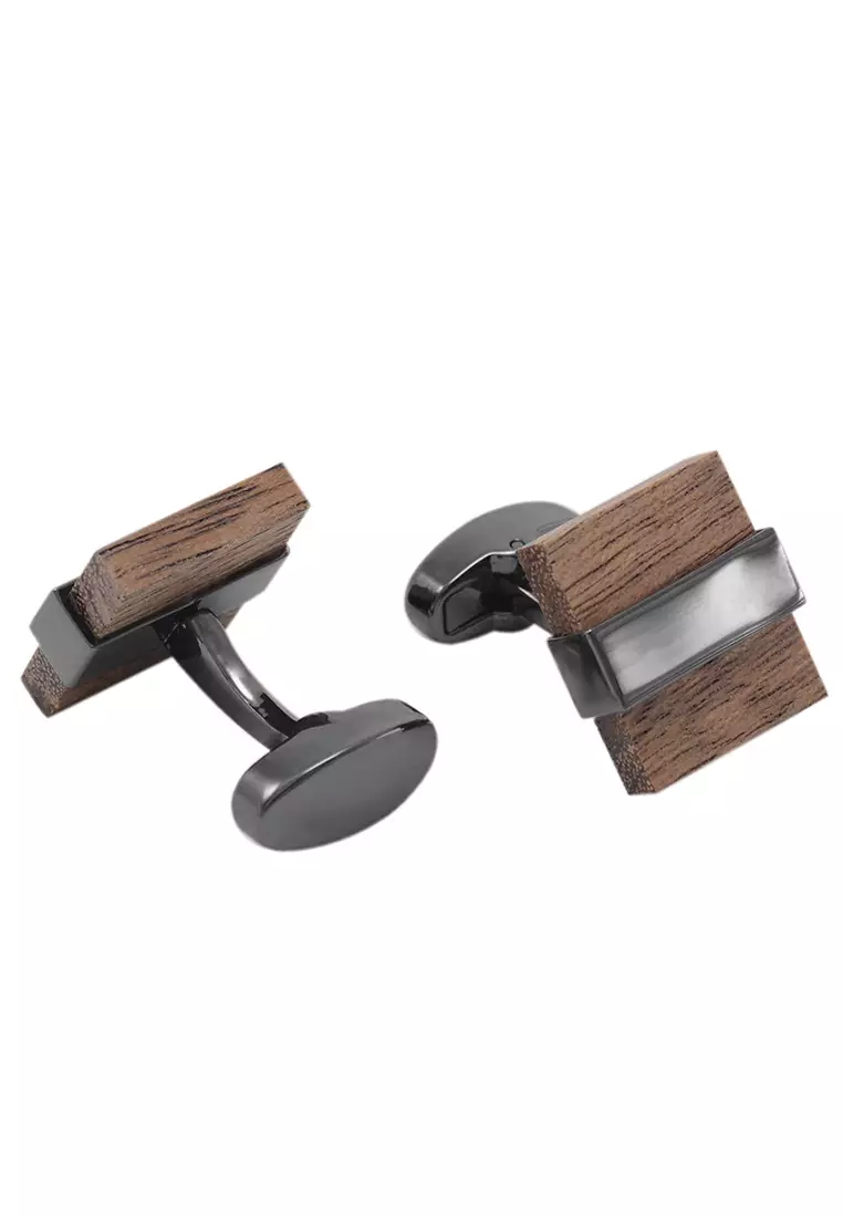 HAPPY FRIDAYS Square Wood Texture Cufflinks ZL-JSB092A