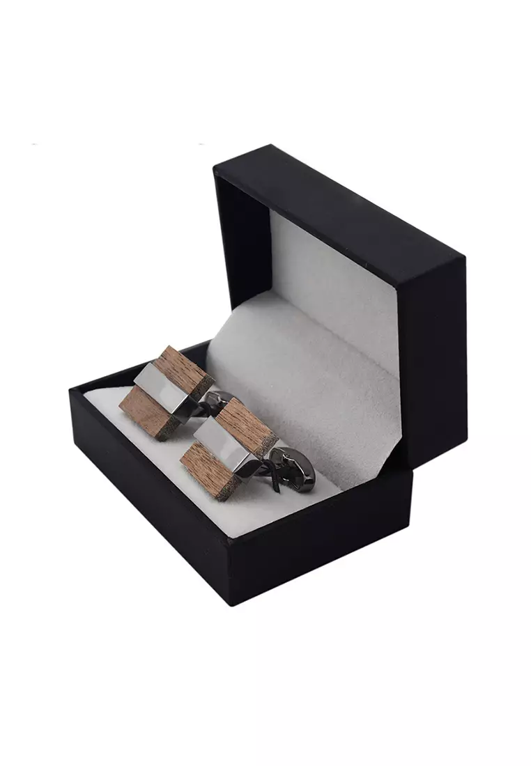 HAPPY FRIDAYS Square Wood Texture Cufflinks ZL-JSB092A