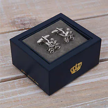 Harvey Makin Rhodium Plated Cyclist Cufflinks Set | Kaleidoscope