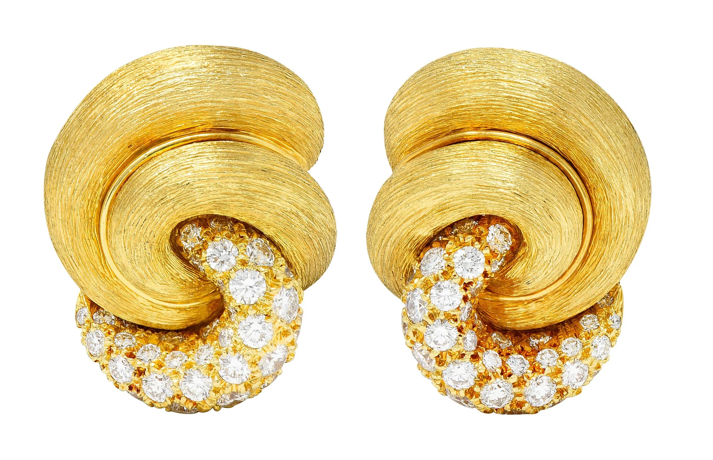 Henry Dunay 2.00 CTW Diamond 18 Karat Gold Sabi Ear-Clip Earrings