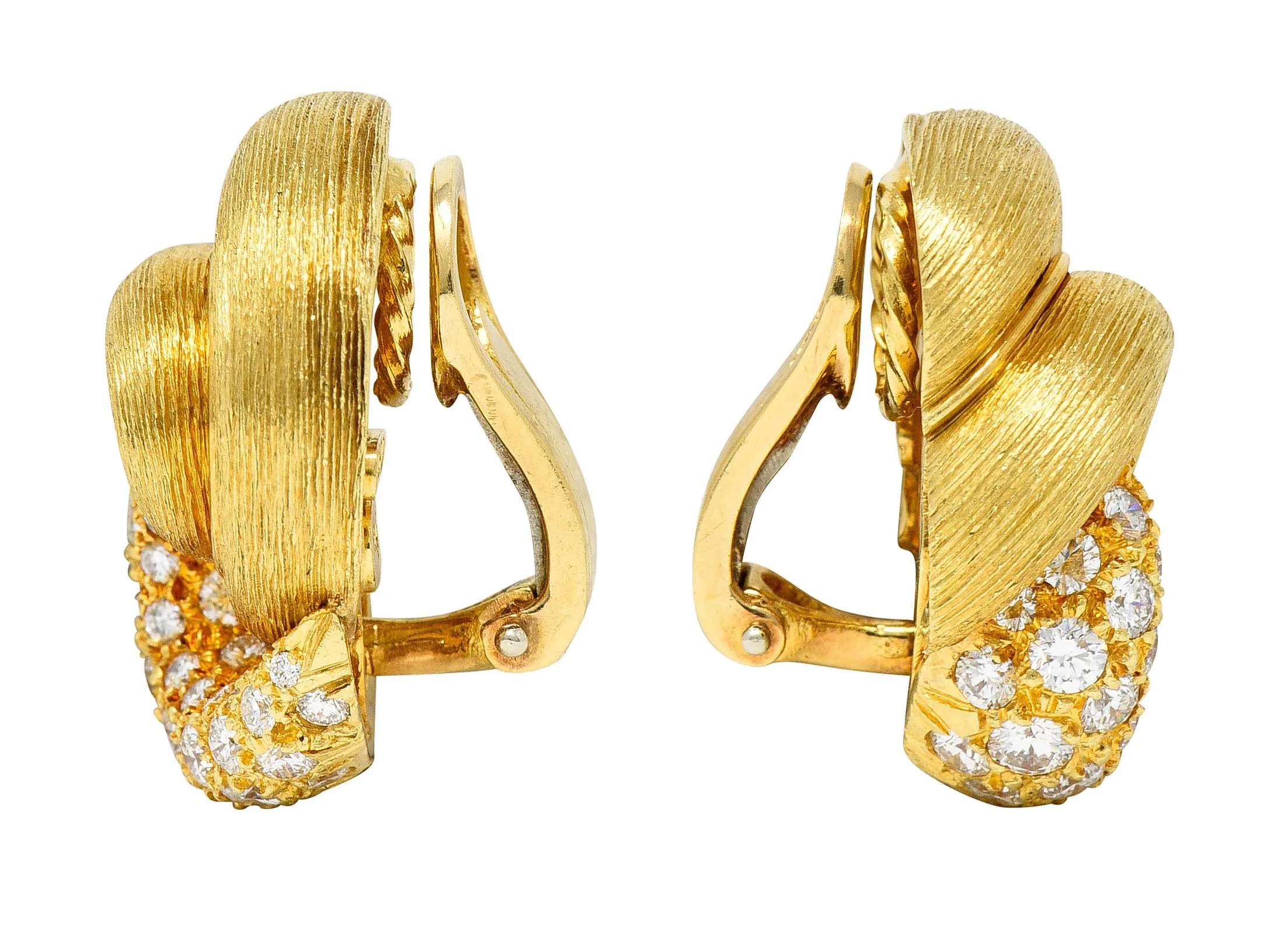 Henry Dunay 2.00 CTW Diamond 18 Karat Gold Sabi Ear-Clip Earrings