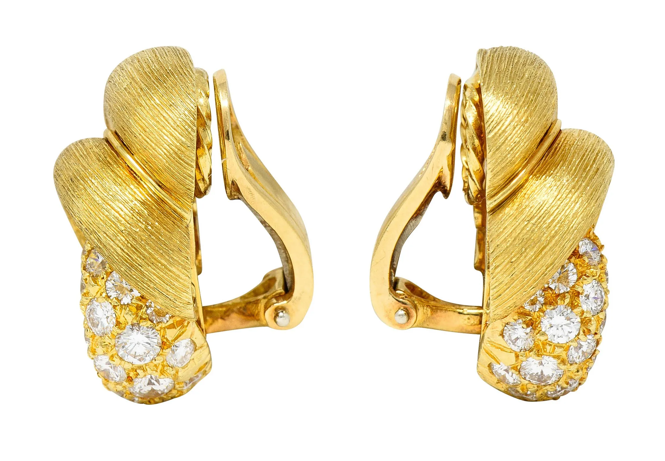 Henry Dunay 2.00 CTW Diamond 18 Karat Gold Sabi Ear-Clip Earrings