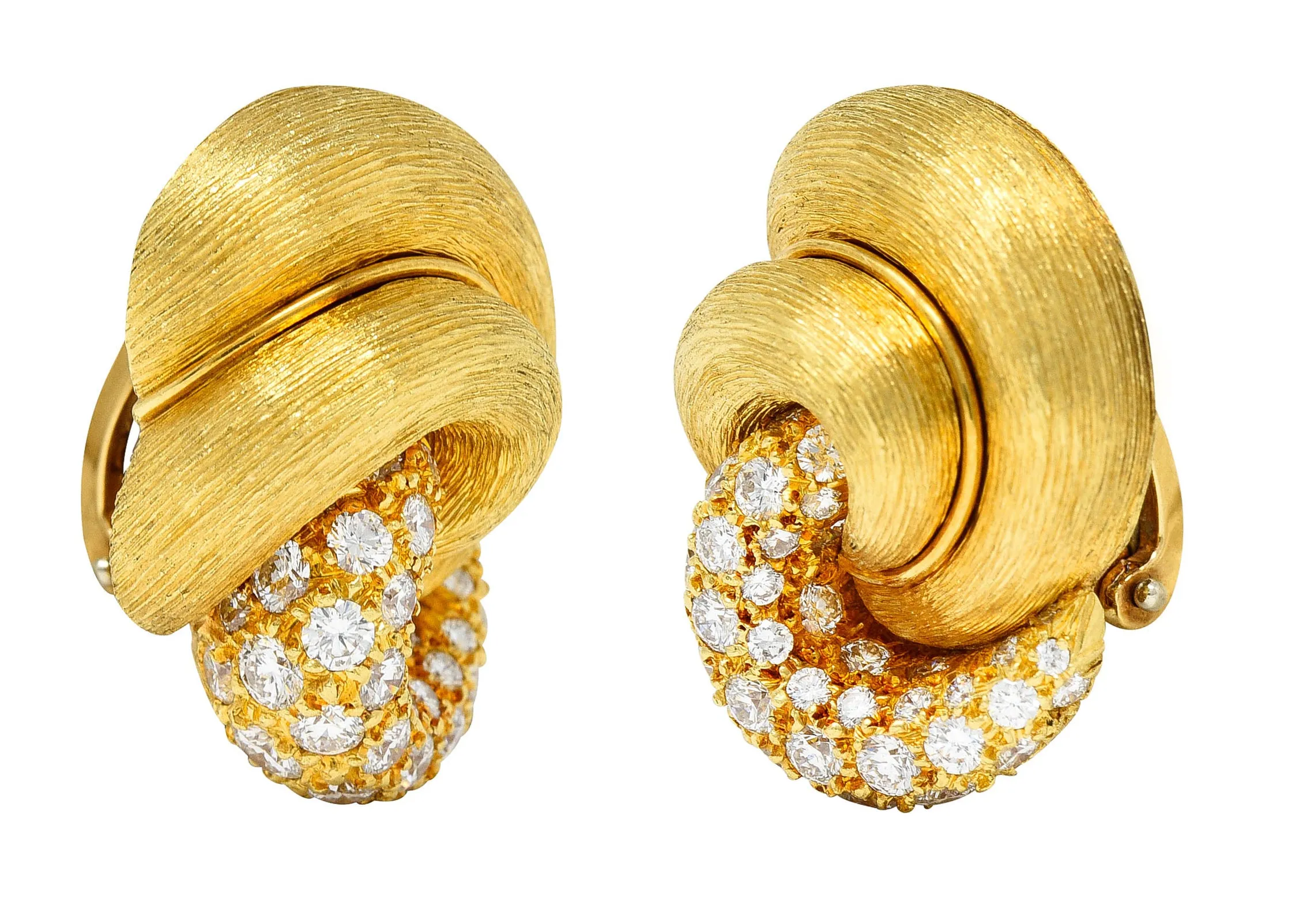 Henry Dunay 2.00 CTW Diamond 18 Karat Gold Sabi Ear-Clip Earrings