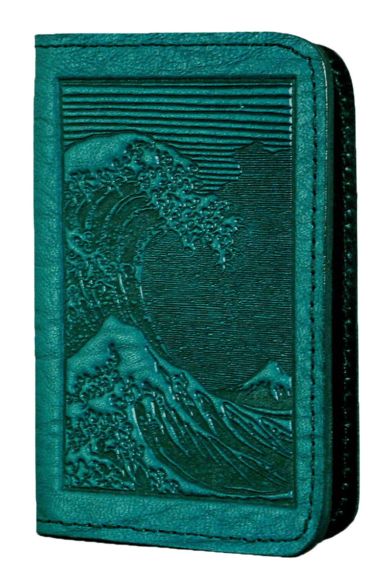 Hokusai Wave Leather Checkbook Cover