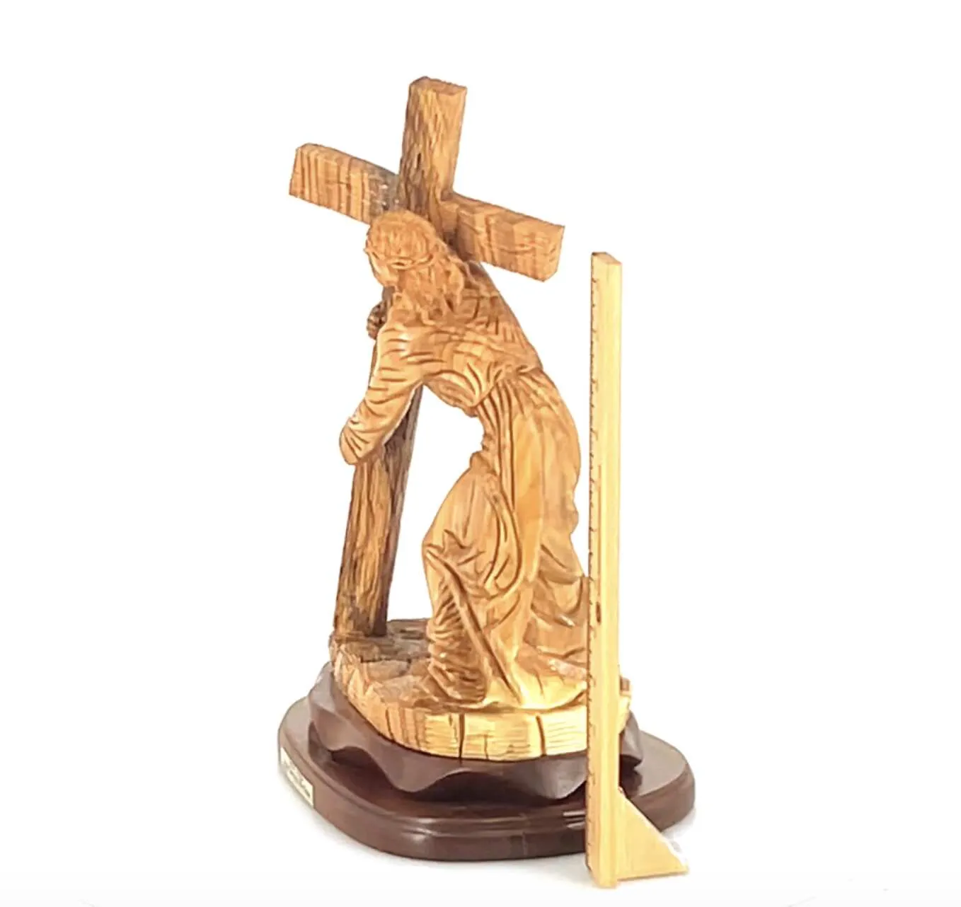 Jesus Christ Carrying Cross Statue, Wood Carving 15.7