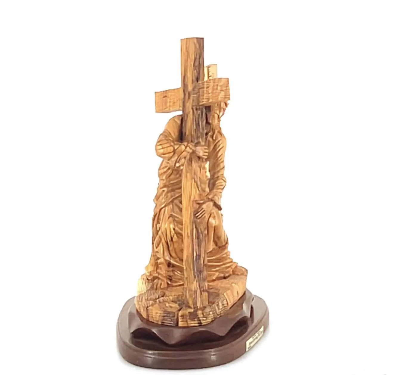 Jesus Christ Carrying Cross Statue, Wood Carving 15.7