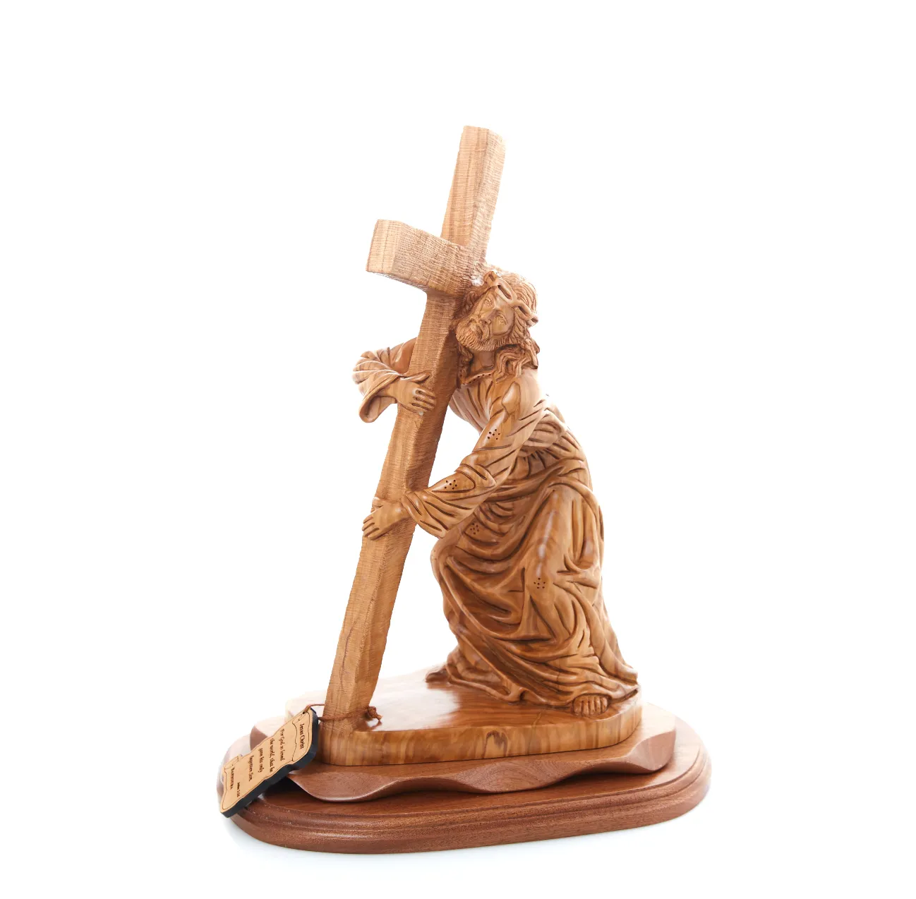 Jesus Christ Carrying Cross Statue, Wood Carving 15.7