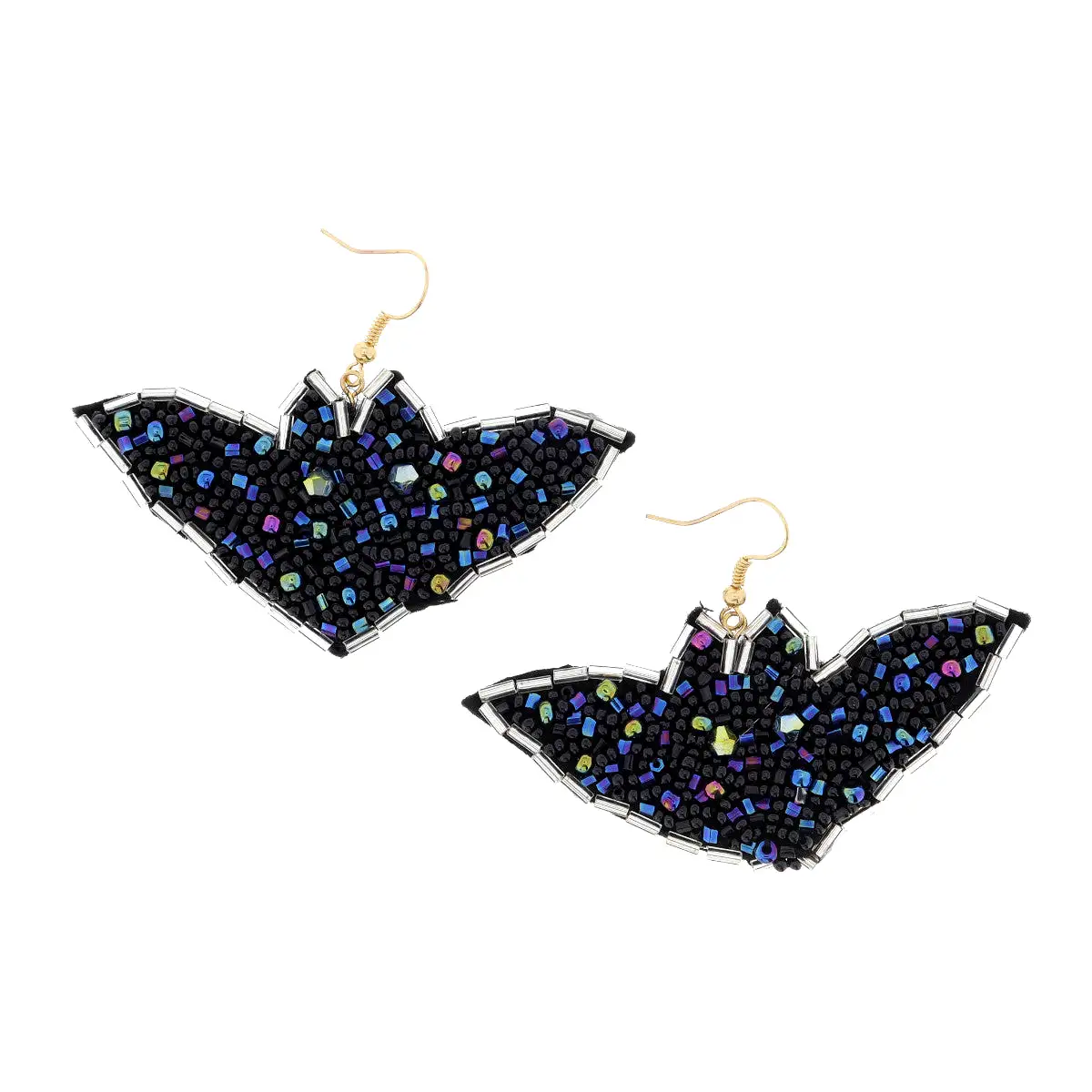 JET BEADED BAT EARRING