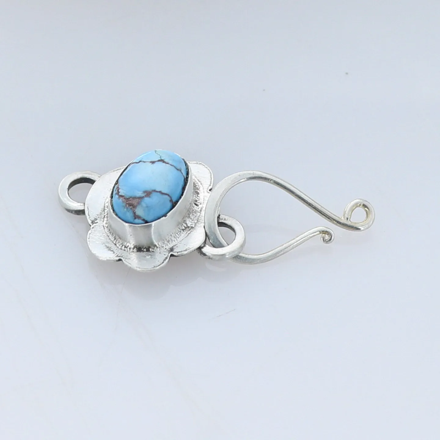 Kazakhstan Turquoise Sterling Clasp J Hook