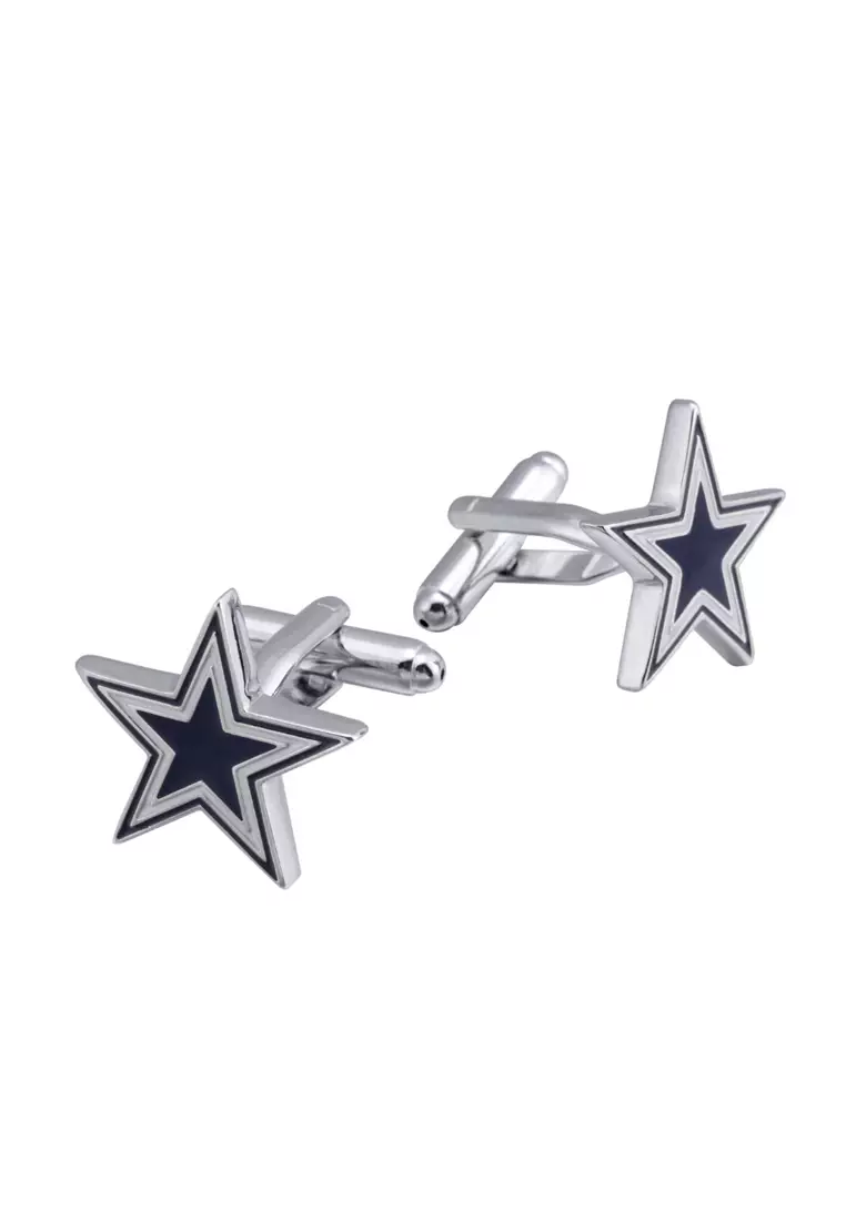 Kings Collection Blue and White Color Five-Pointed Star Cufflinks (UPKC10076)