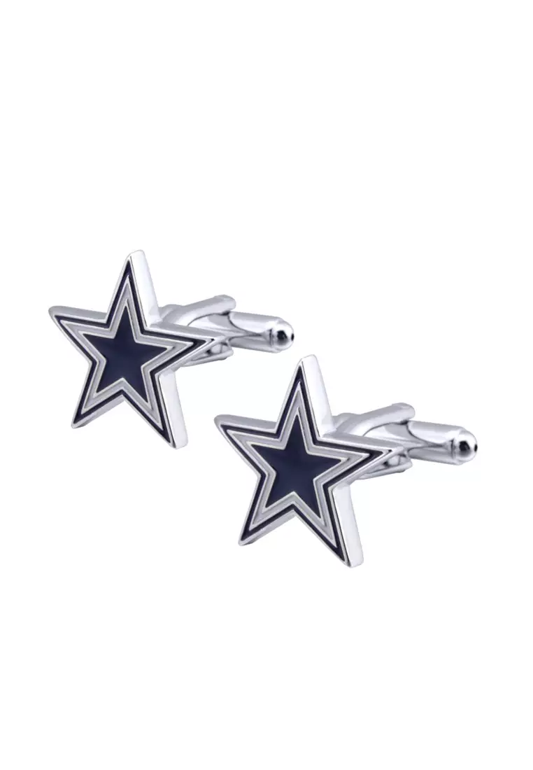 Kings Collection Blue and White Color Five-Pointed Star Cufflinks (UPKC10076)