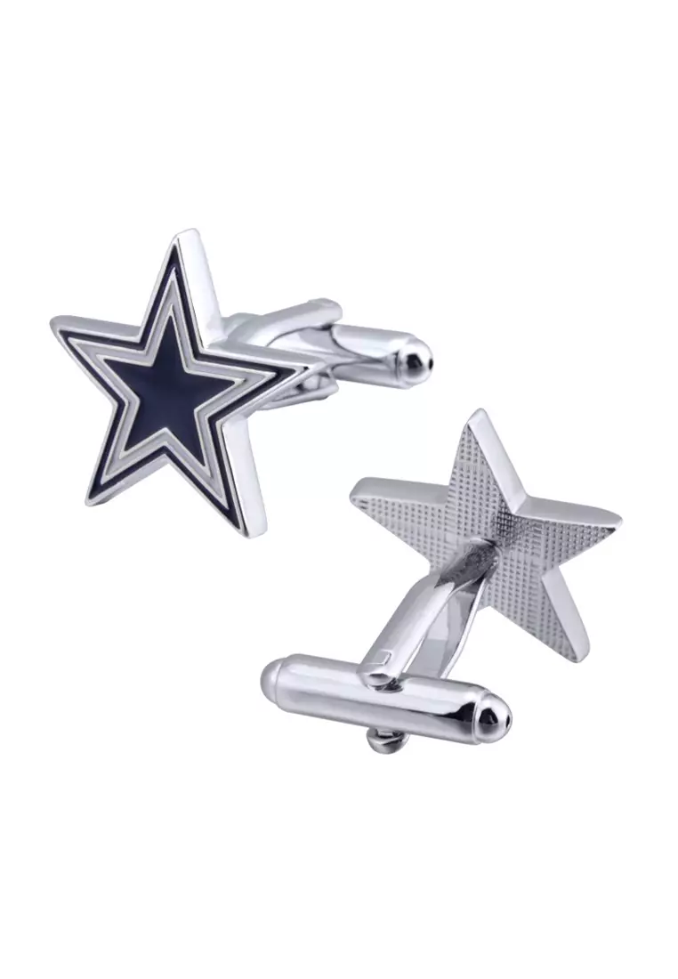 Kings Collection Blue and White Color Five-Pointed Star Cufflinks (UPKC10076)