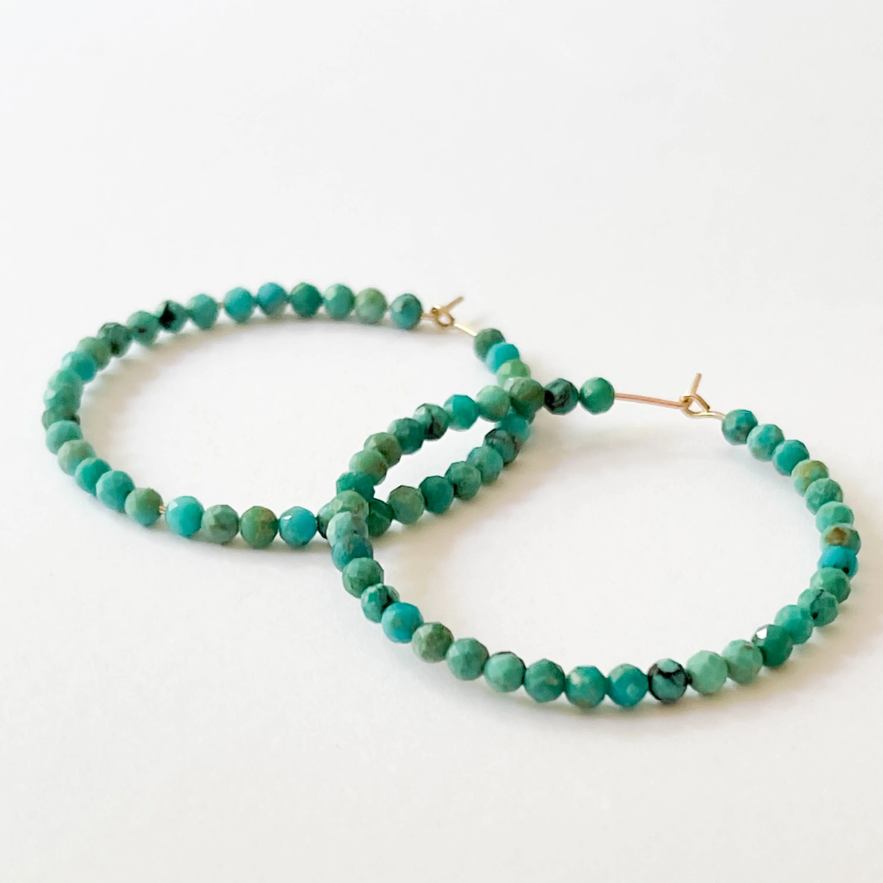 Large Genuine Turquoise Gold Filled Hoops