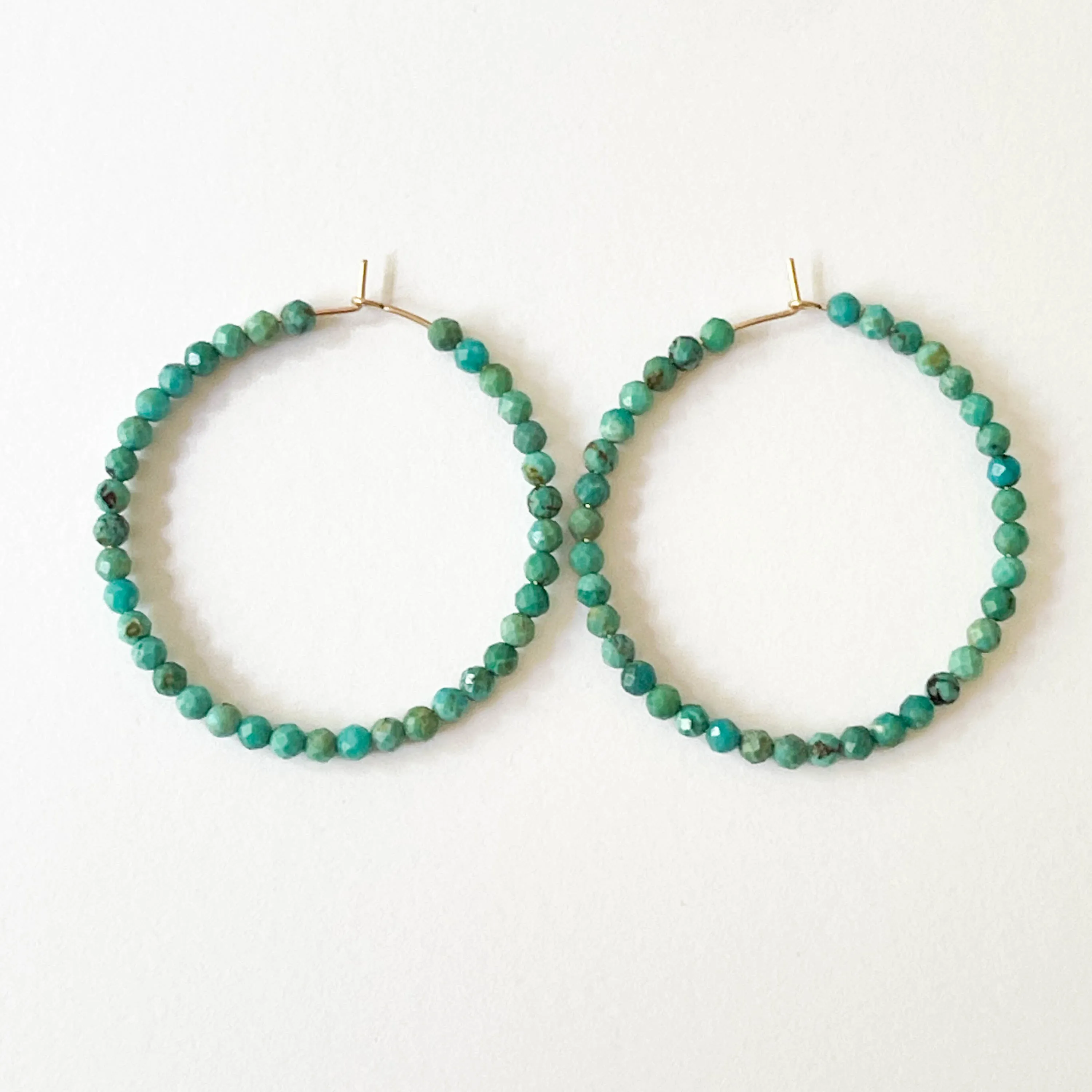 Large Genuine Turquoise Gold Filled Hoops