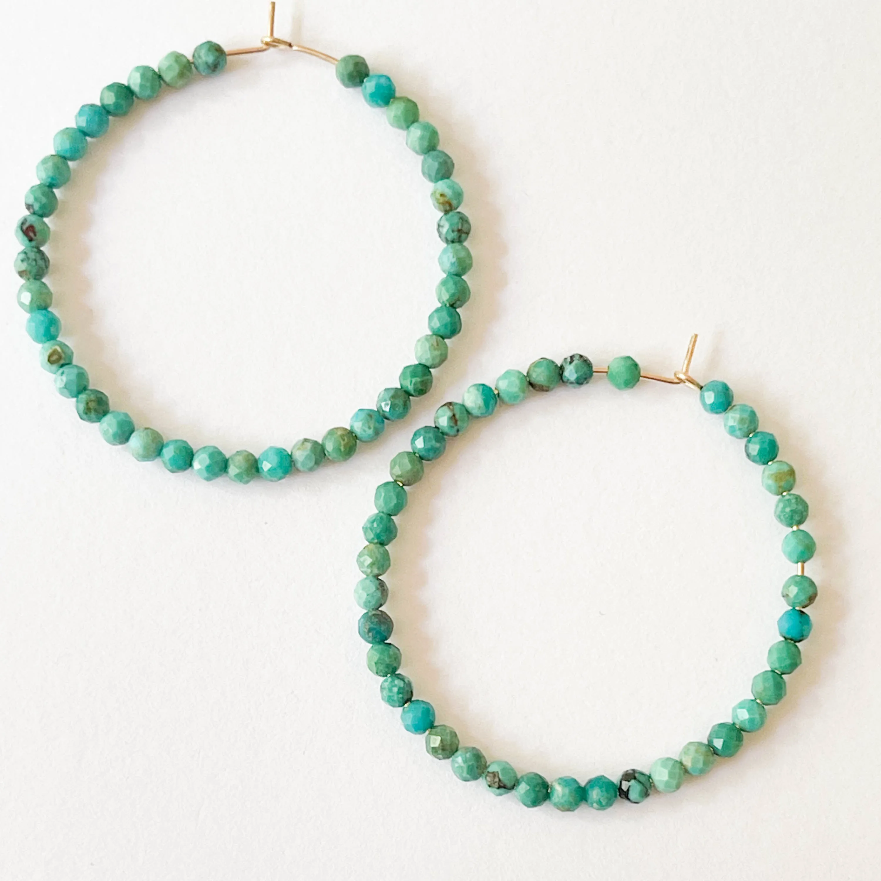 Large Genuine Turquoise Gold Filled Hoops