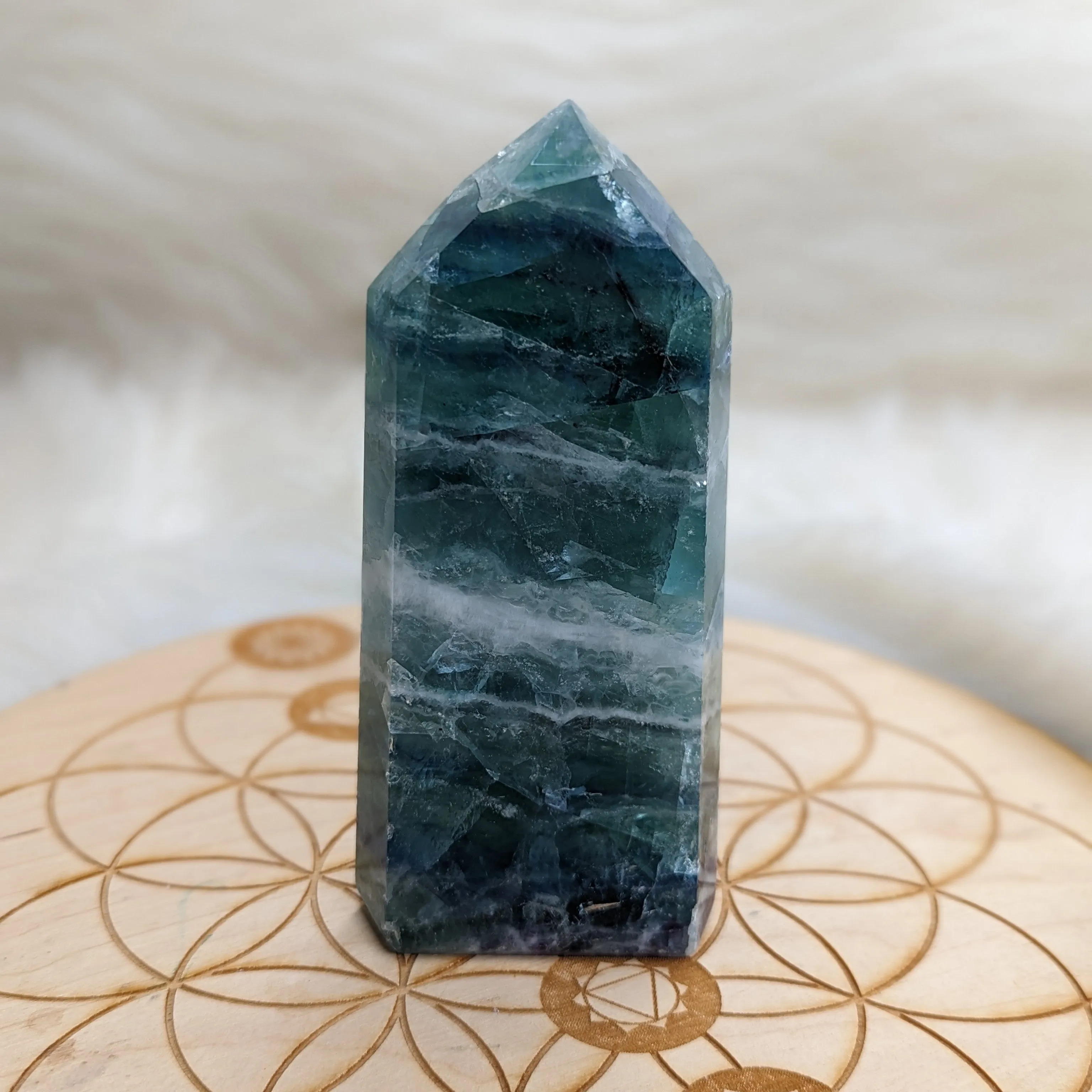 Large Rainbow Flourite Obelisk Carving ~ Stunning Bright Colors!