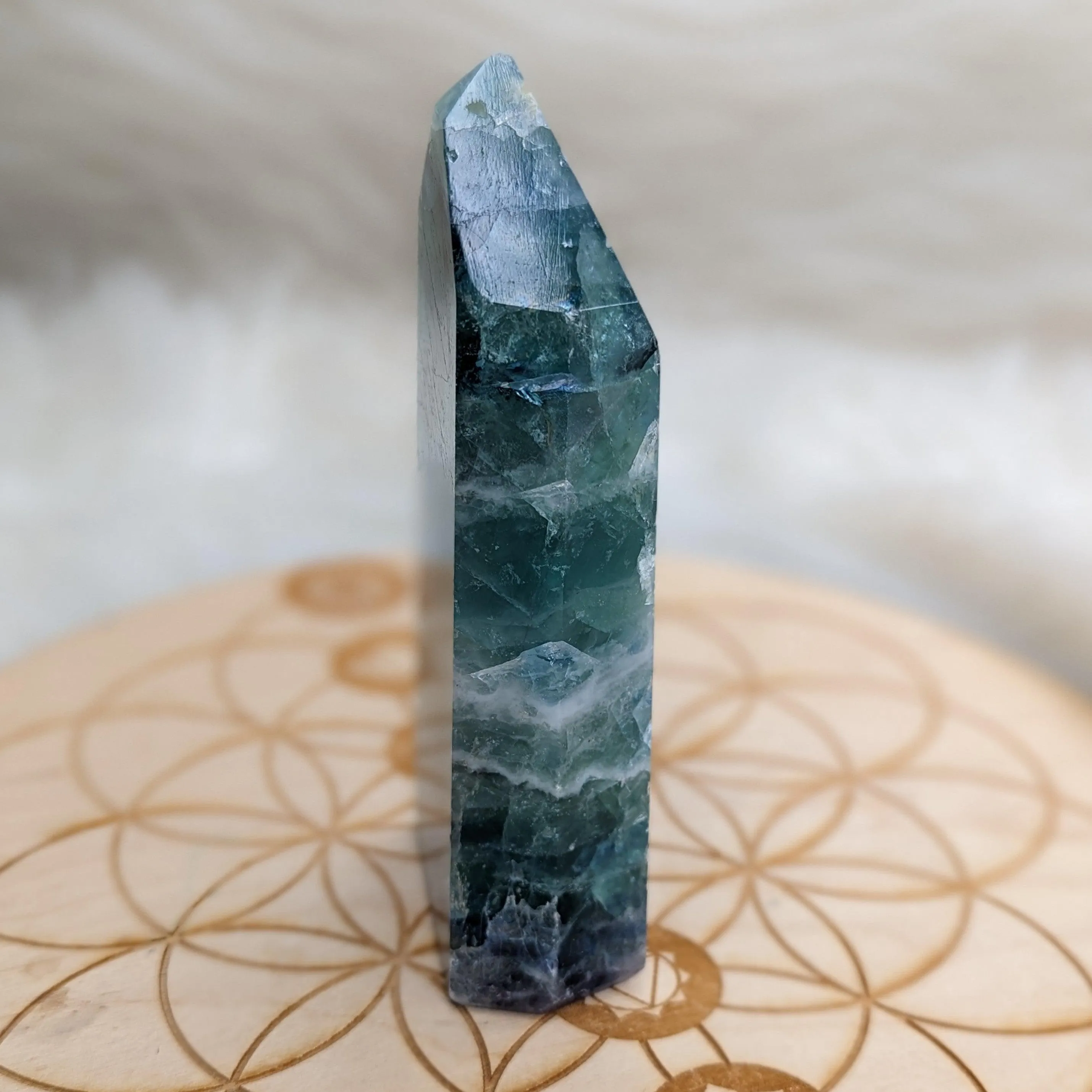 Large Rainbow Flourite Obelisk Carving ~ Stunning Bright Colors!