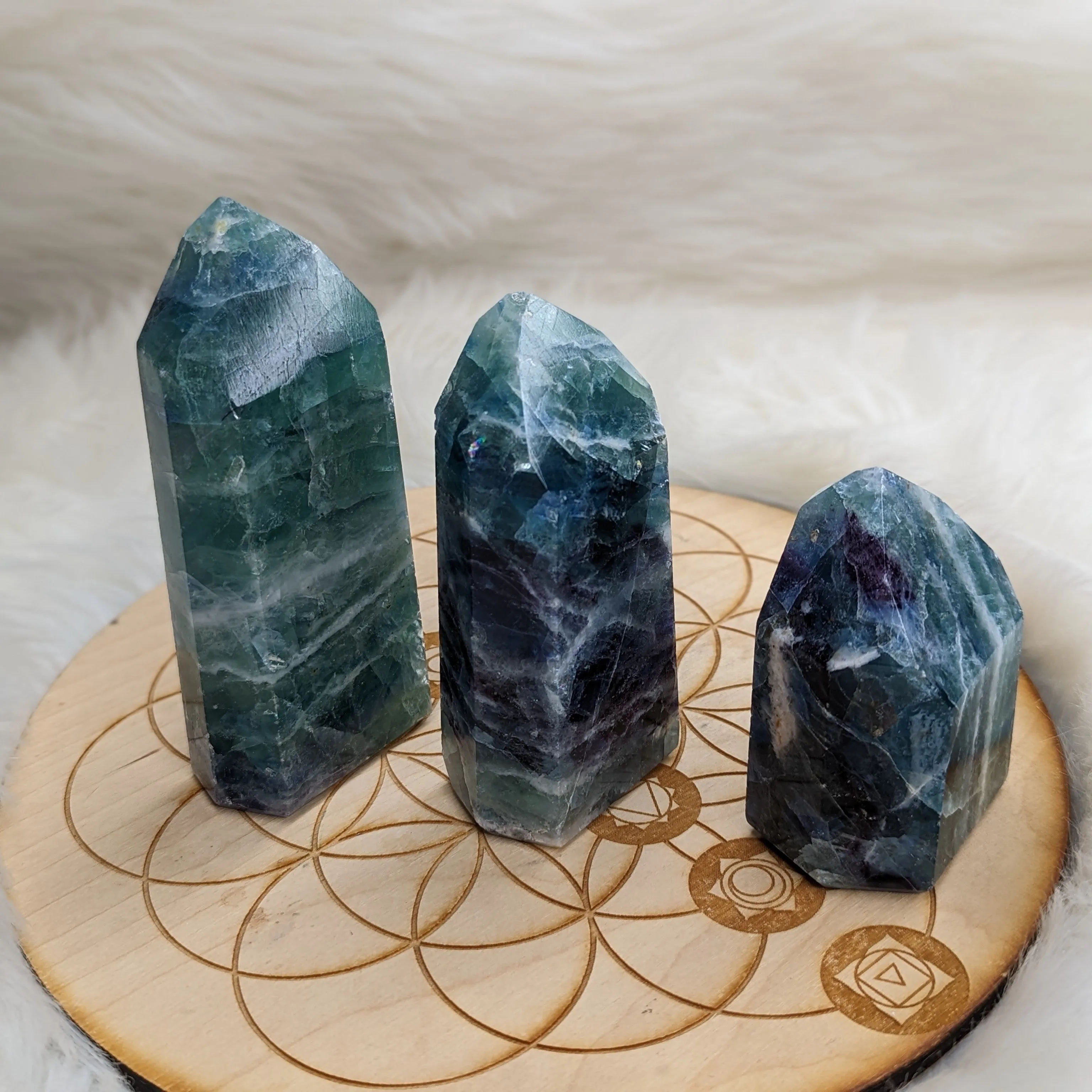 Large Rainbow Flourite Obelisk Carving ~ Stunning Bright Colors!