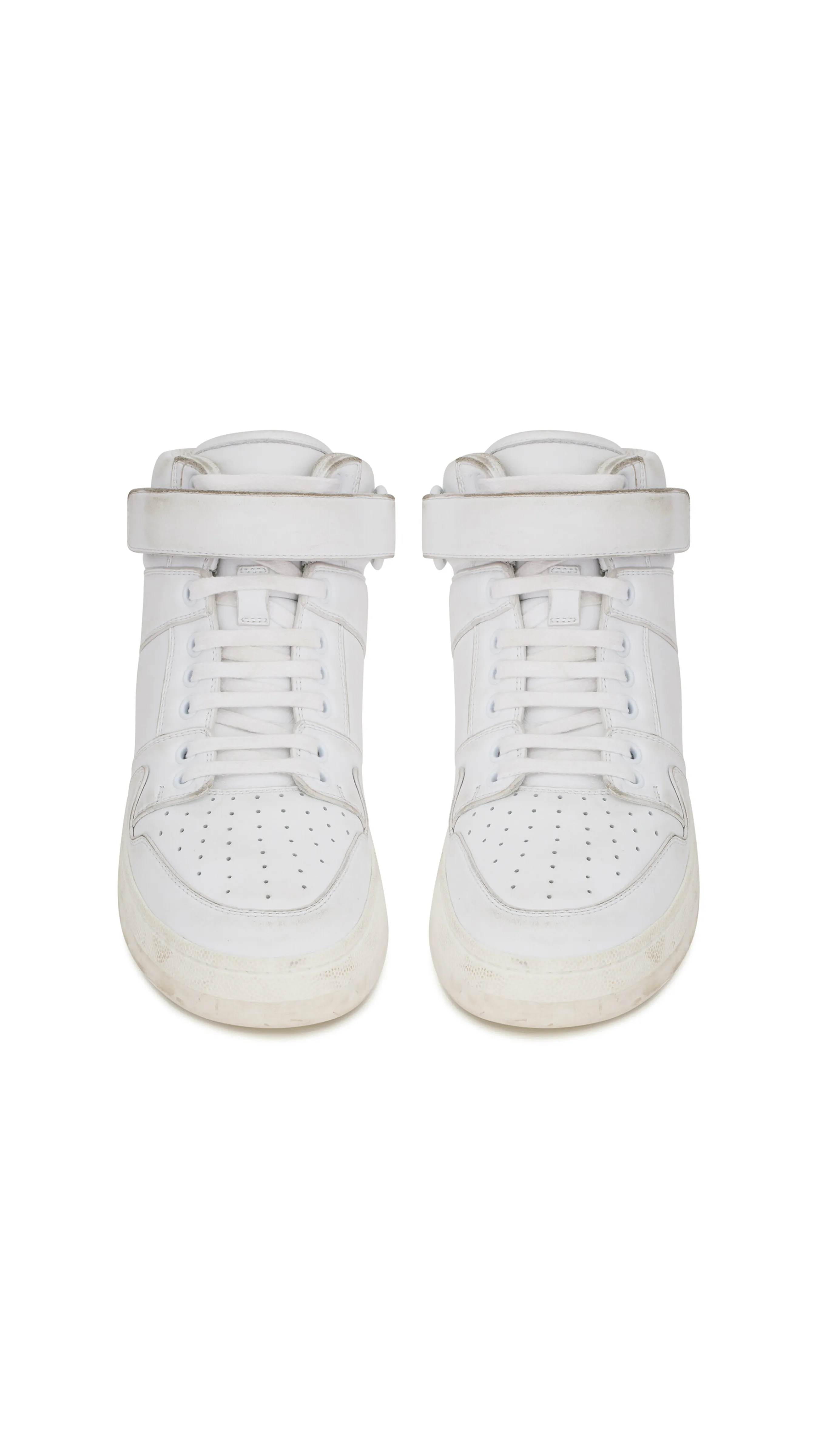 LAX Sneakers in Washed-out Effect Leather - Optic White