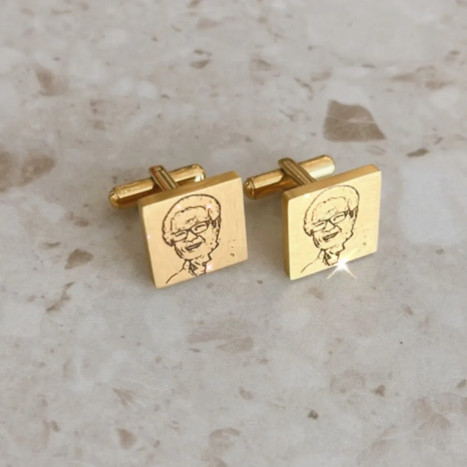 Lazer Engraved Square Cufflinks