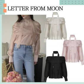 LETTER FROM MOON  |Casual Style Street Style Long Sleeves Plain Elegant Style