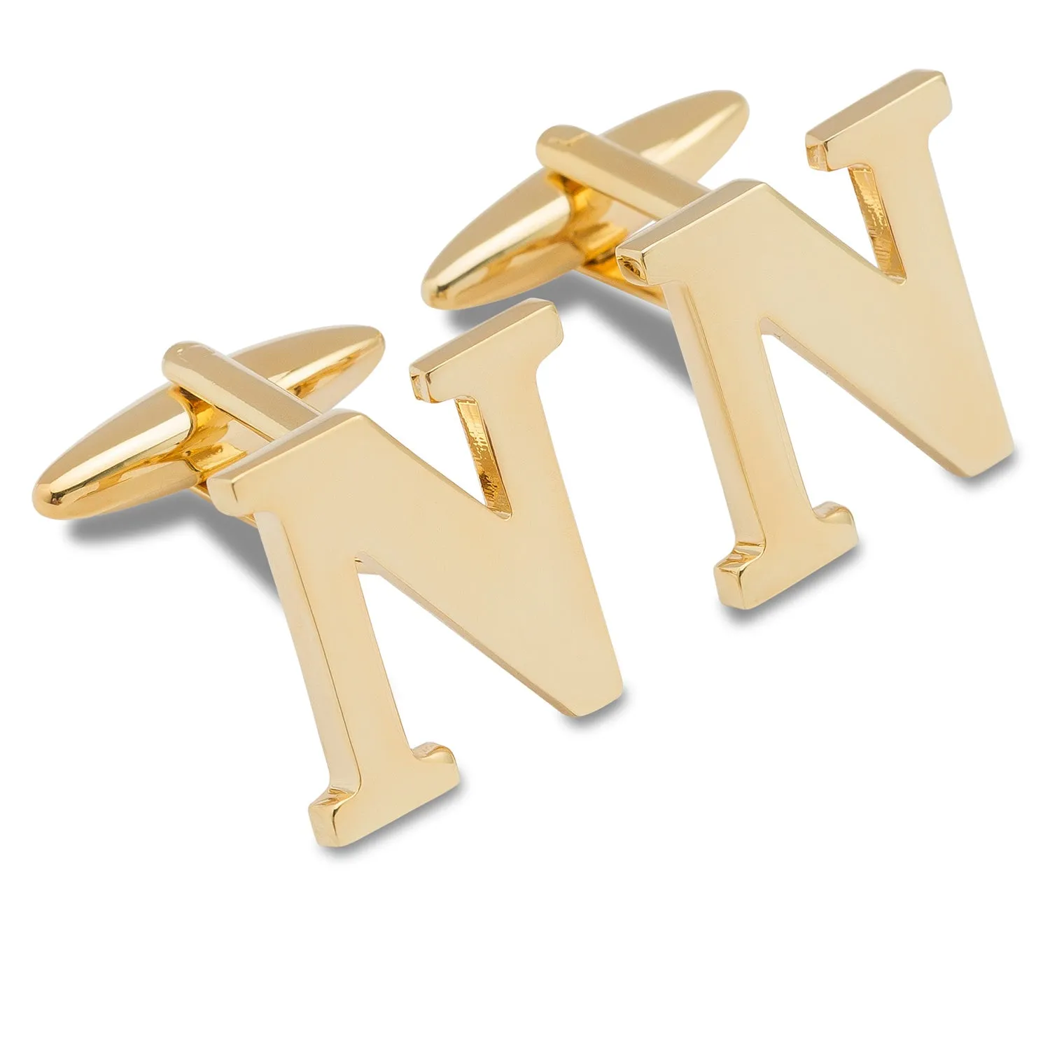 Letter N Gold Cufflinks