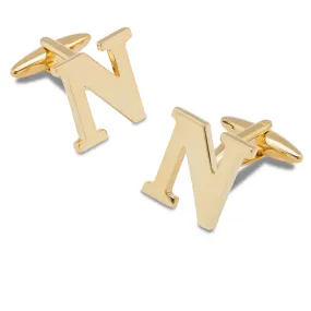 Letter N Gold Cufflinks