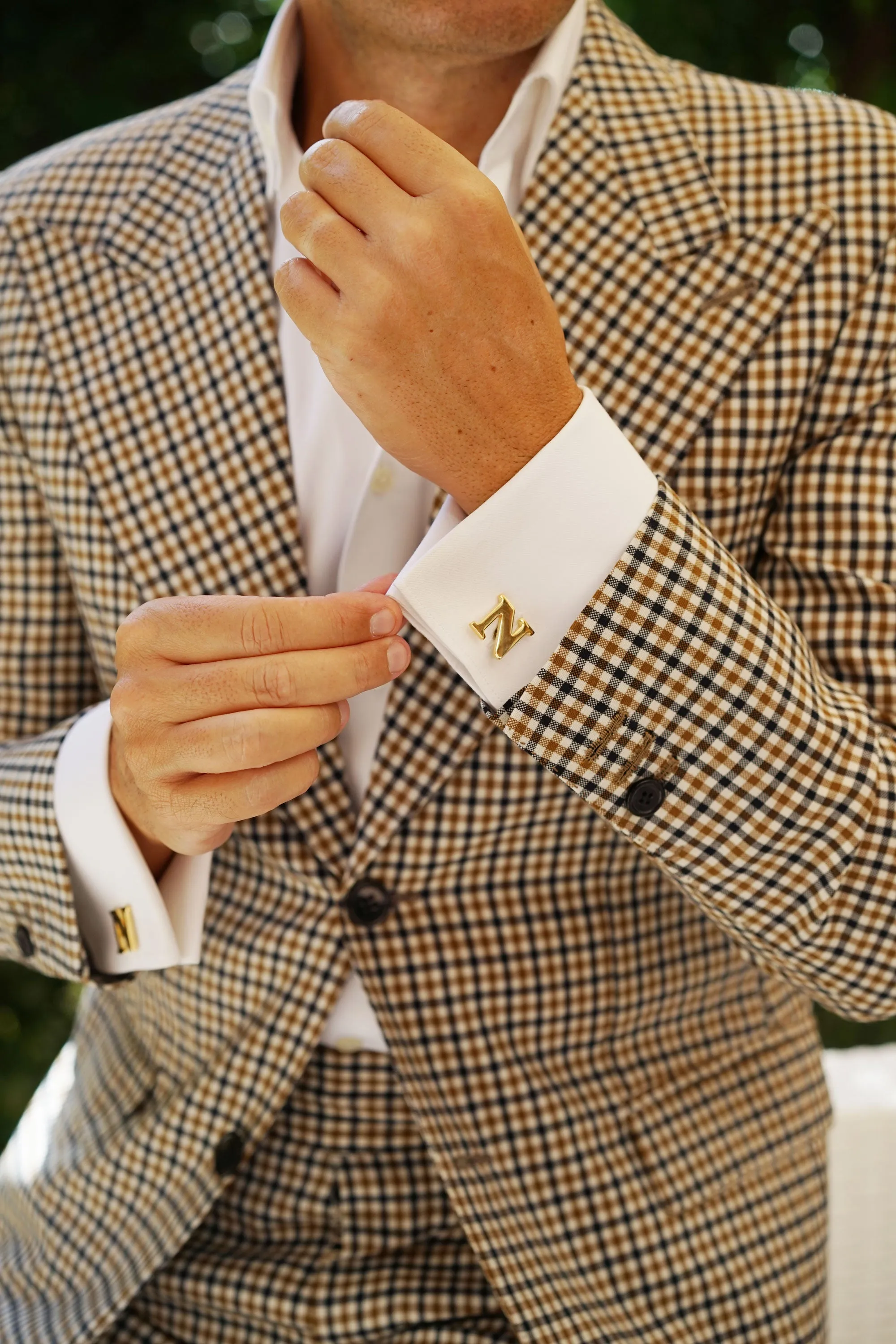 Letter N Gold Cufflinks