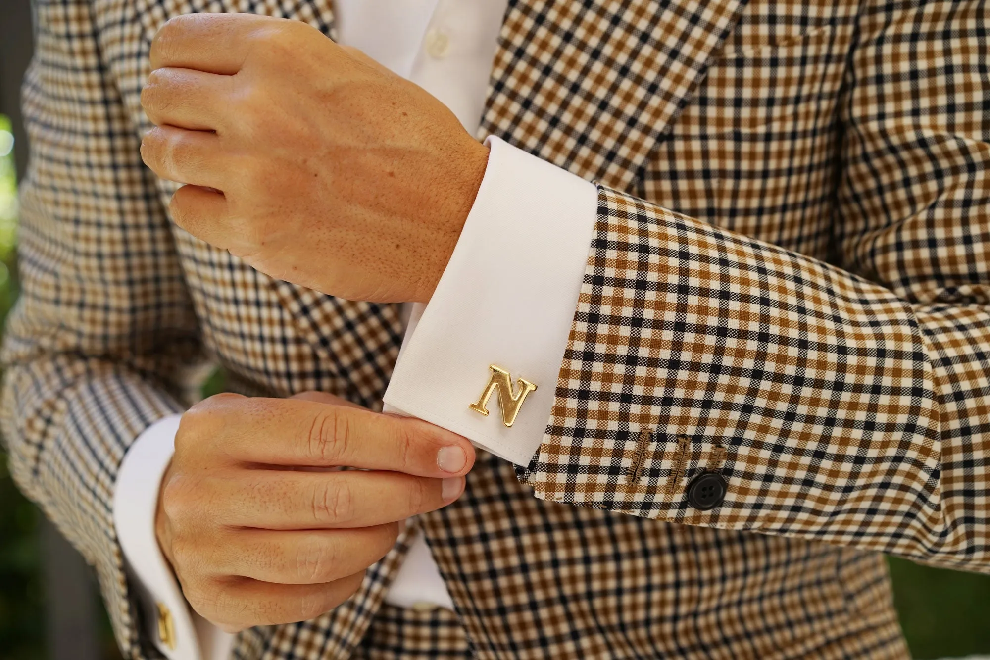 Letter N Gold Cufflinks