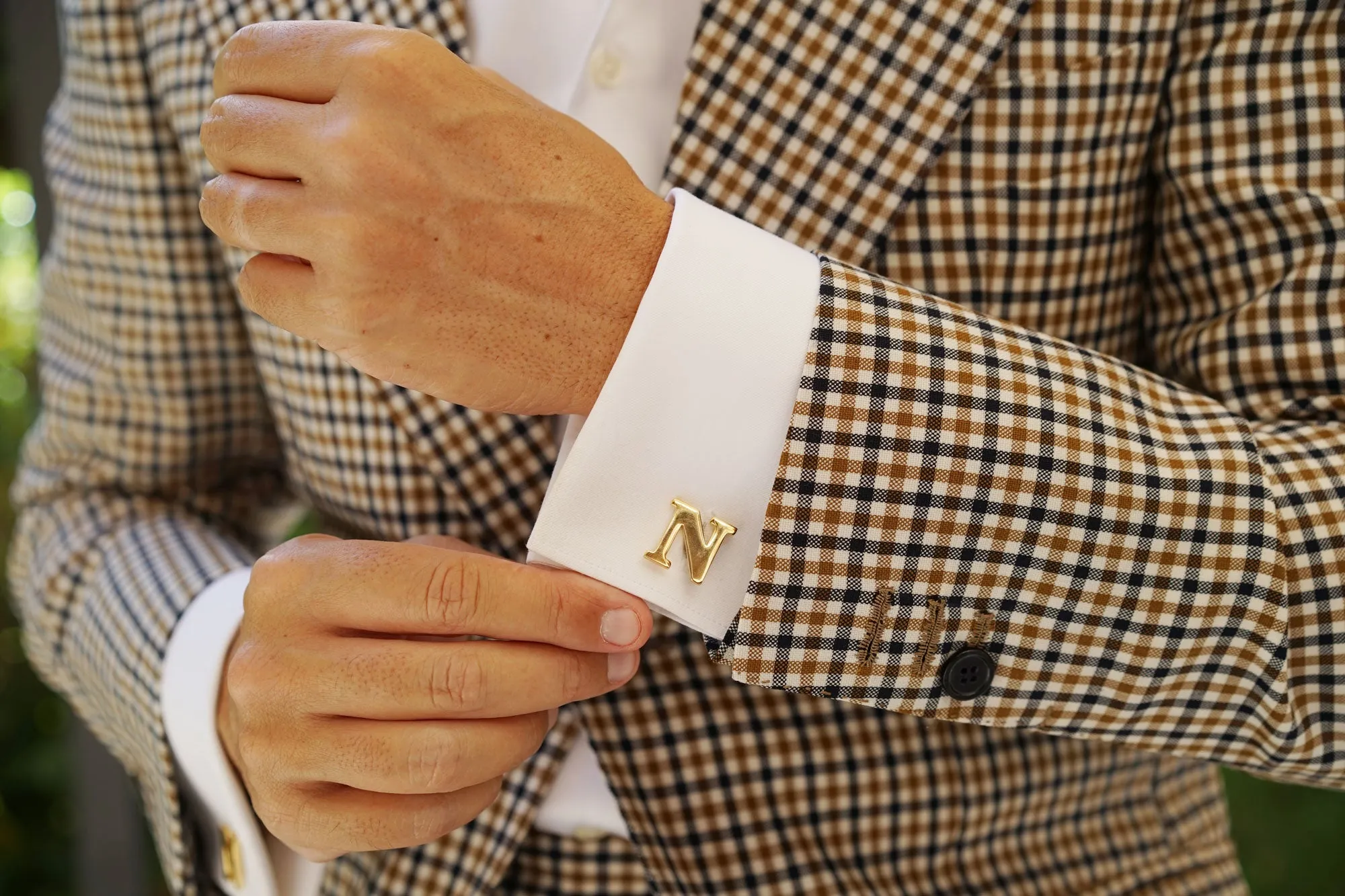 Letter N Gold Cufflinks