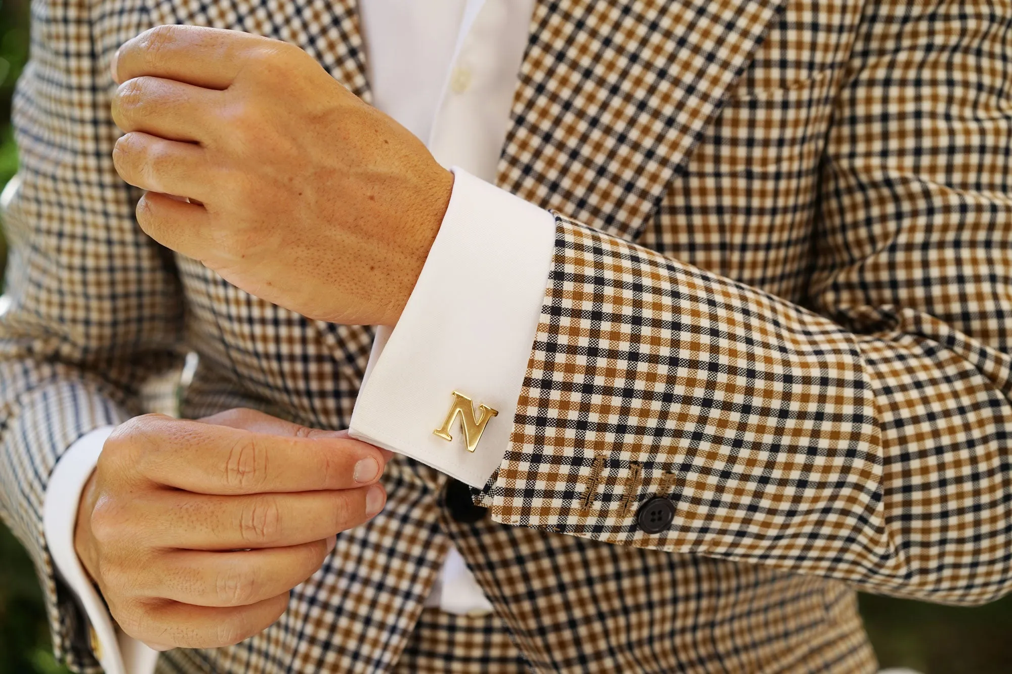 Letter N Gold Cufflinks