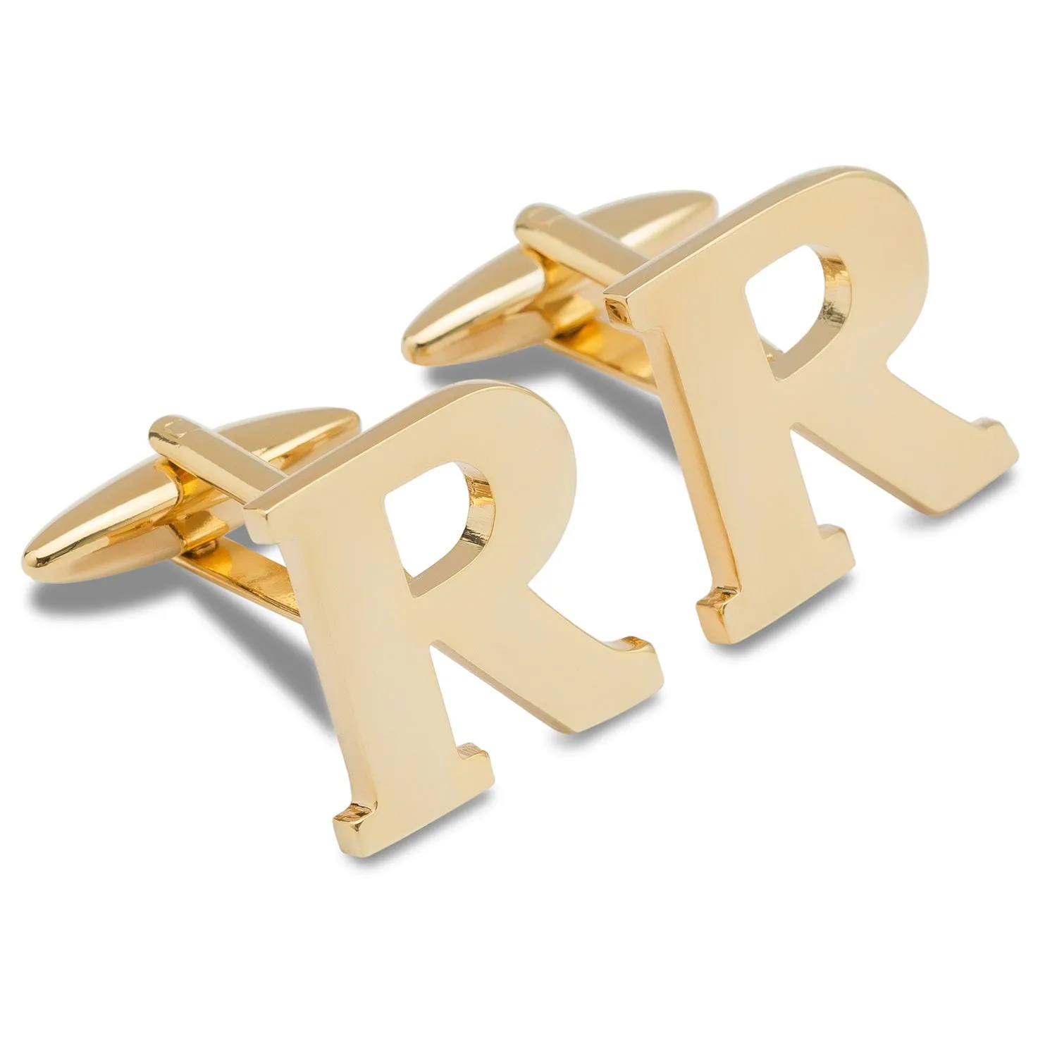 Letter R Gold Cufflinks