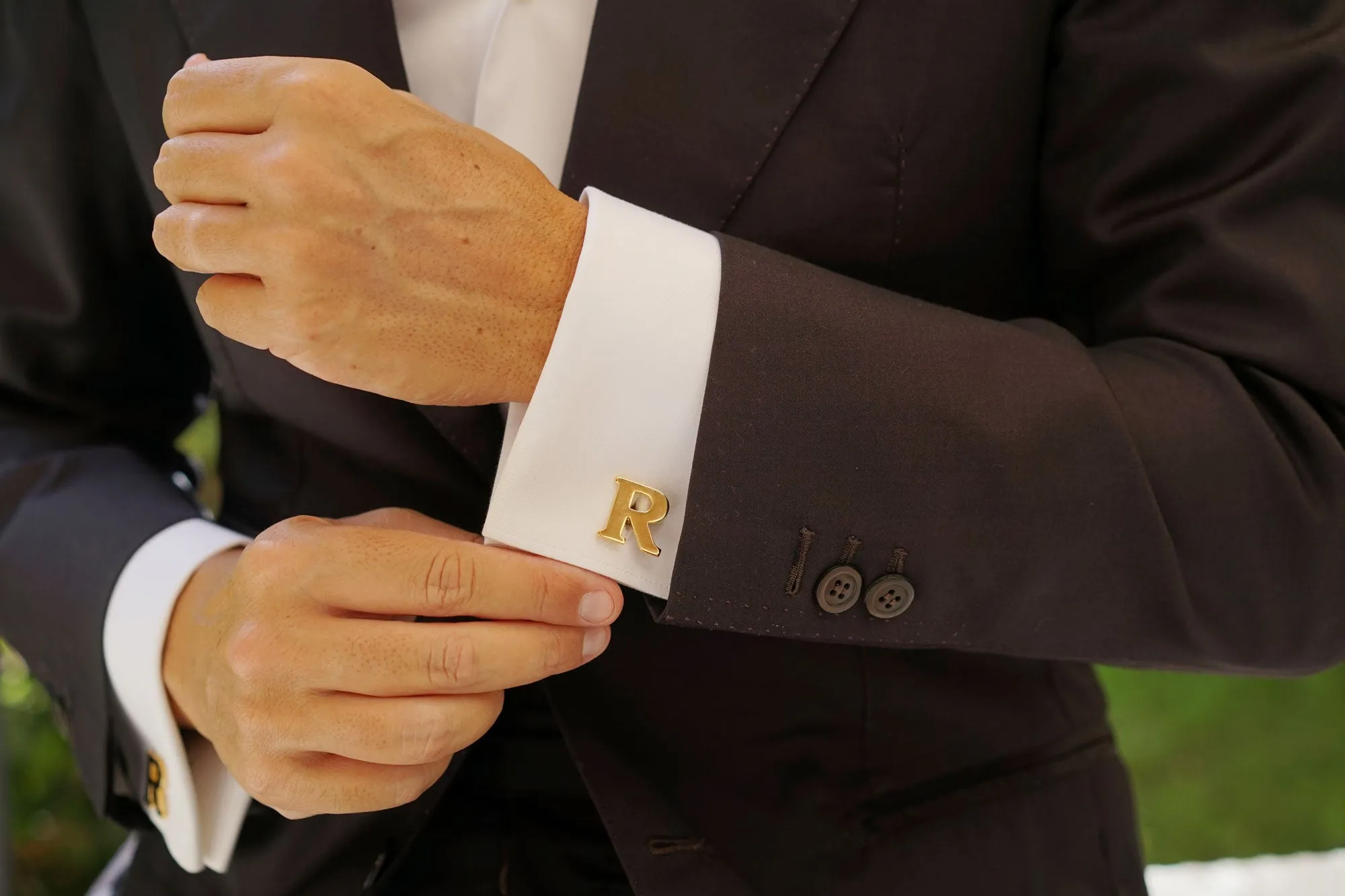 Letter R Gold Cufflinks