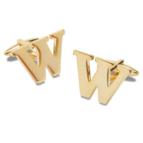 Letter W Gold Cufflinks