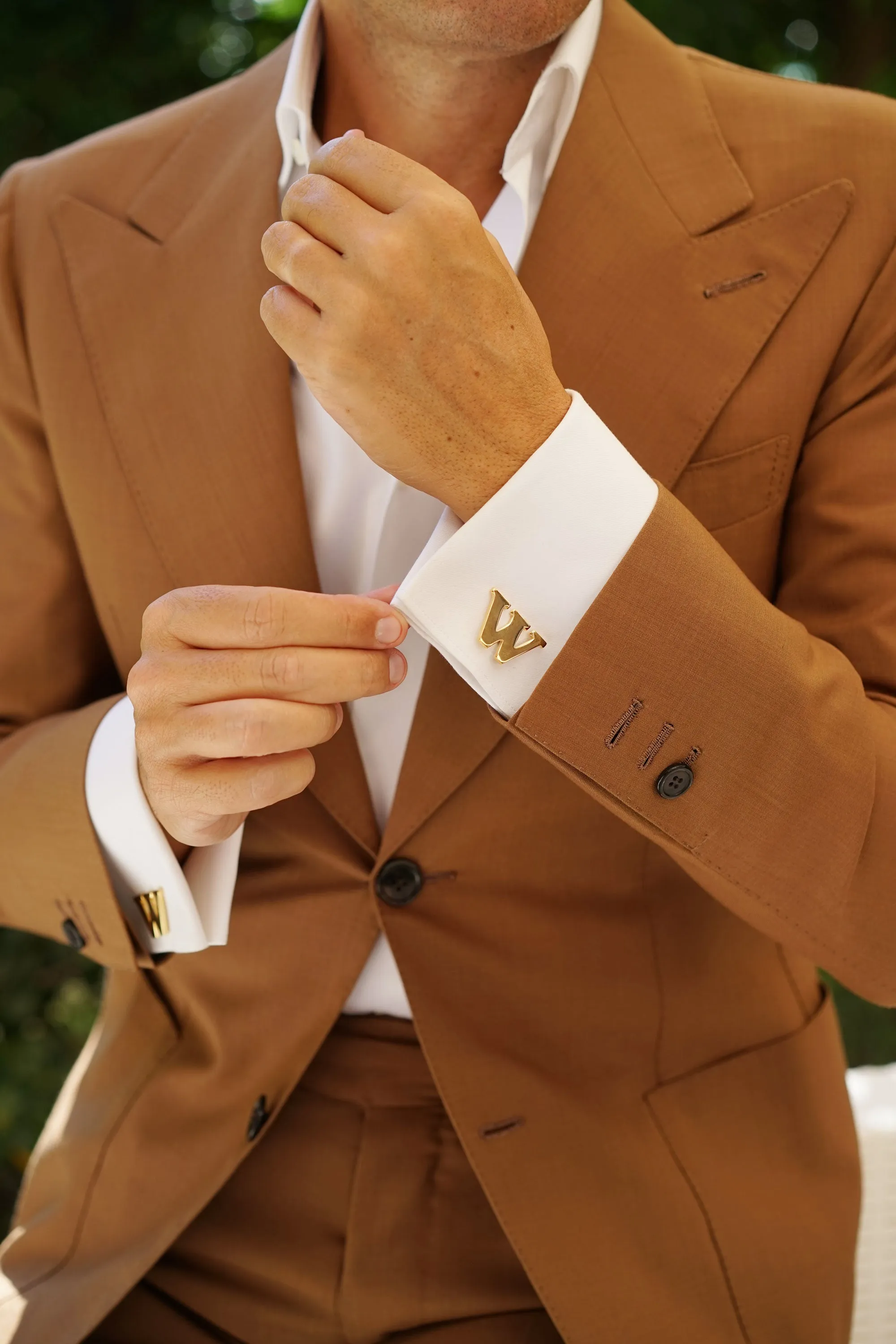 Letter W Gold Cufflinks