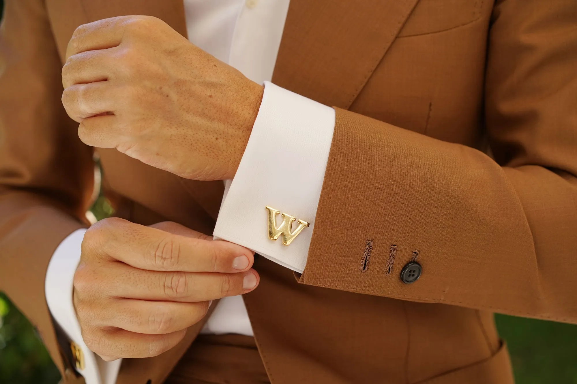 Letter W Gold Cufflinks