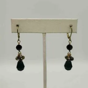 LORI LORI Black Bronze Gold Plate Crystal Beaded Dangle Earrings