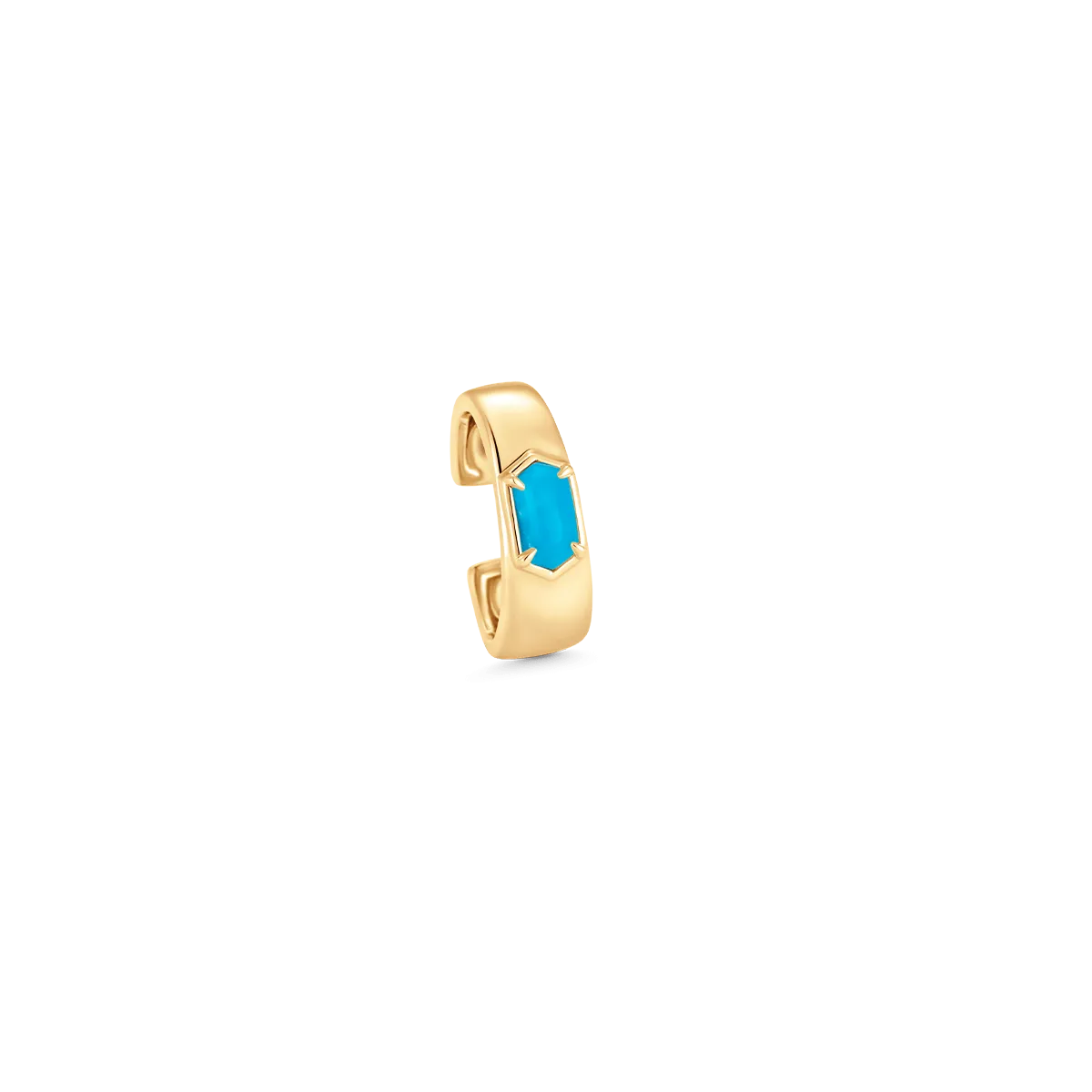 Lucia Gold Turquoise Elongated Hexagon Earcuff