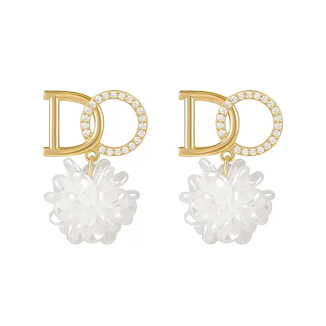 Luxury Zircon Pearl Drop Earrings For Women Girl  Personality Shiny D Letter Earring Fashion Jewelry 3523268