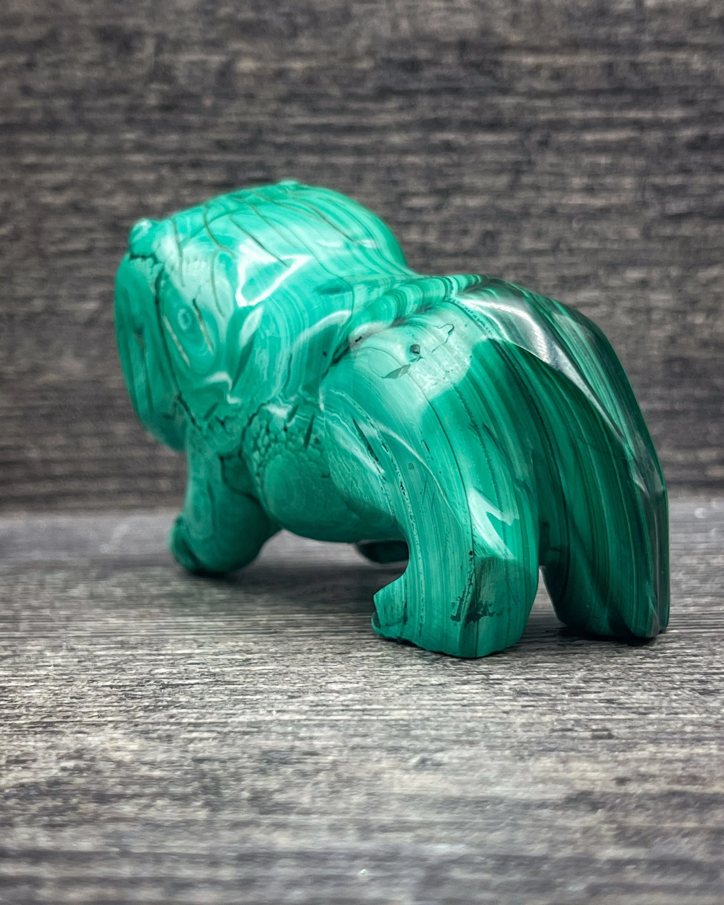 Malachite Lion Carving, 470g