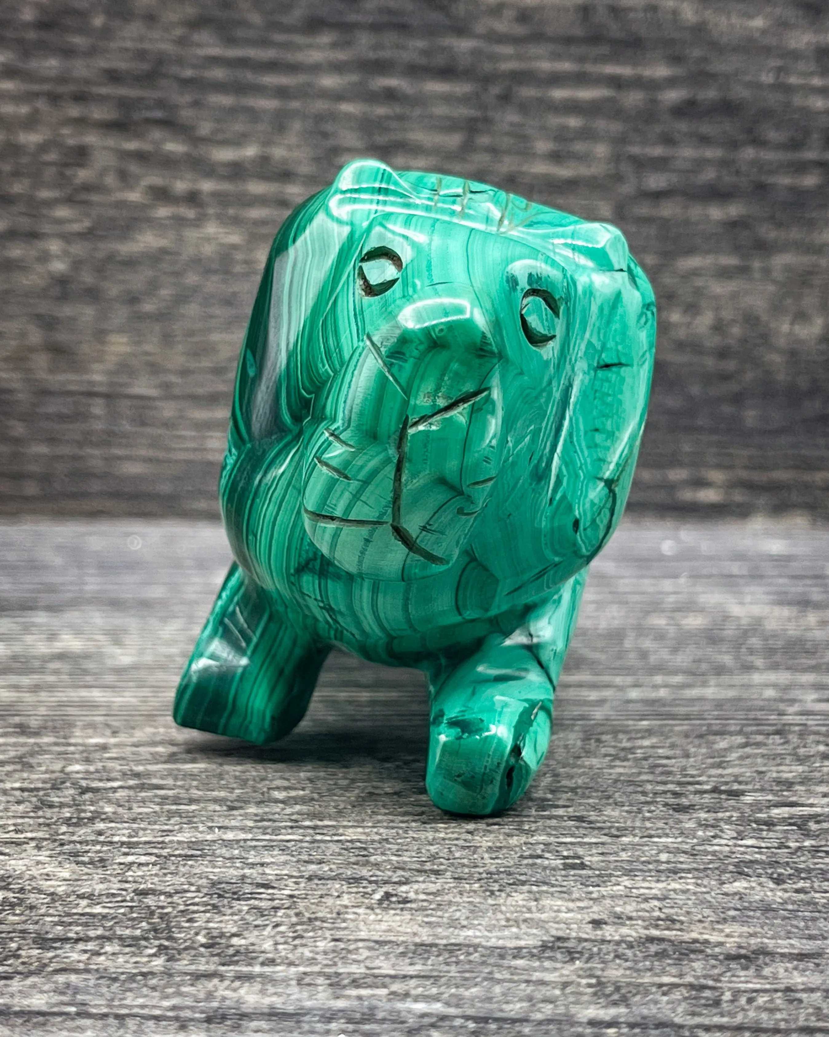 Malachite Lion Carving, 470g