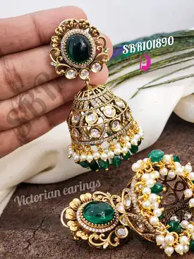 Mandakini , elegant Victorian Finish Kundan Gold Finish Jumka for women -SAY001J