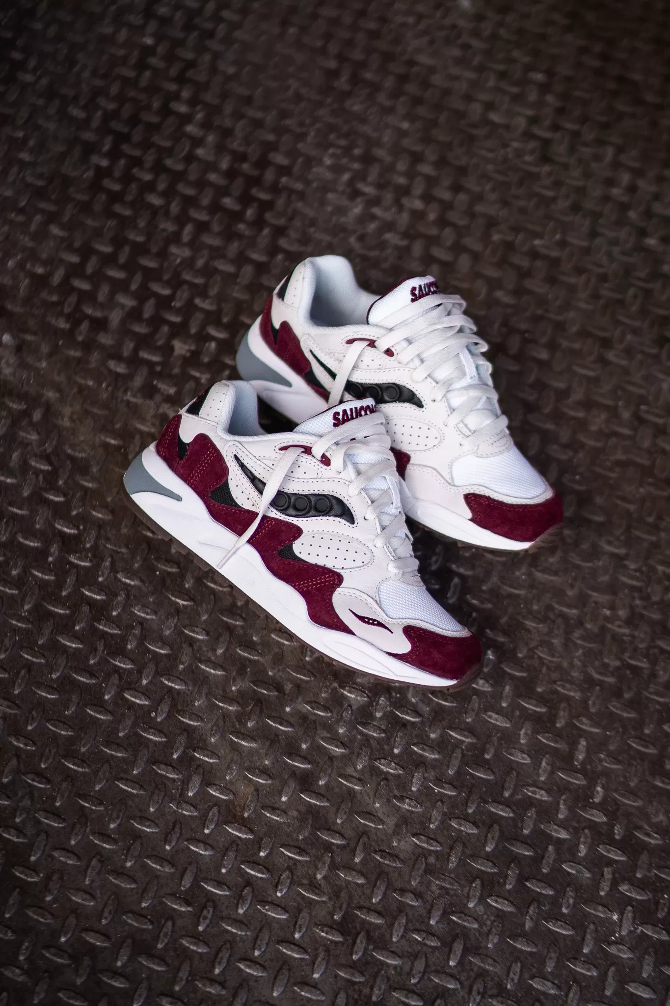 Mens Saucony Grid Shadow 2 (Cream Red Burgundy)