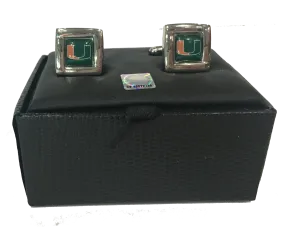 Miami Hurricanes Square Cufflinks