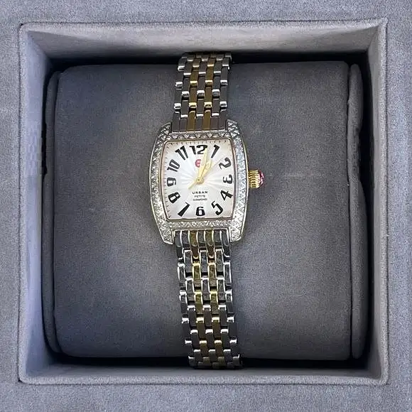 Michele gold and silver watch with diamonds